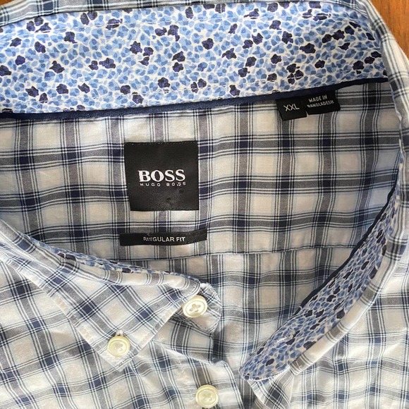 Hugo Boss Black Label Cotton Long Sleeve Shirt XXL White Checkered Dress Shirt - Picture 5 of 10